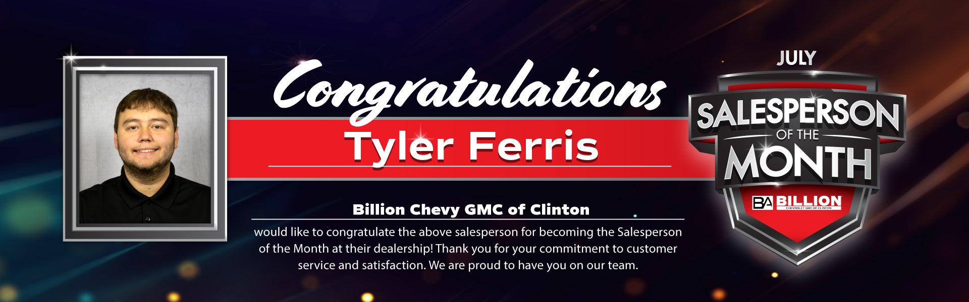 Salesperson of the month at Billion GMC Clinton in Clinton IA