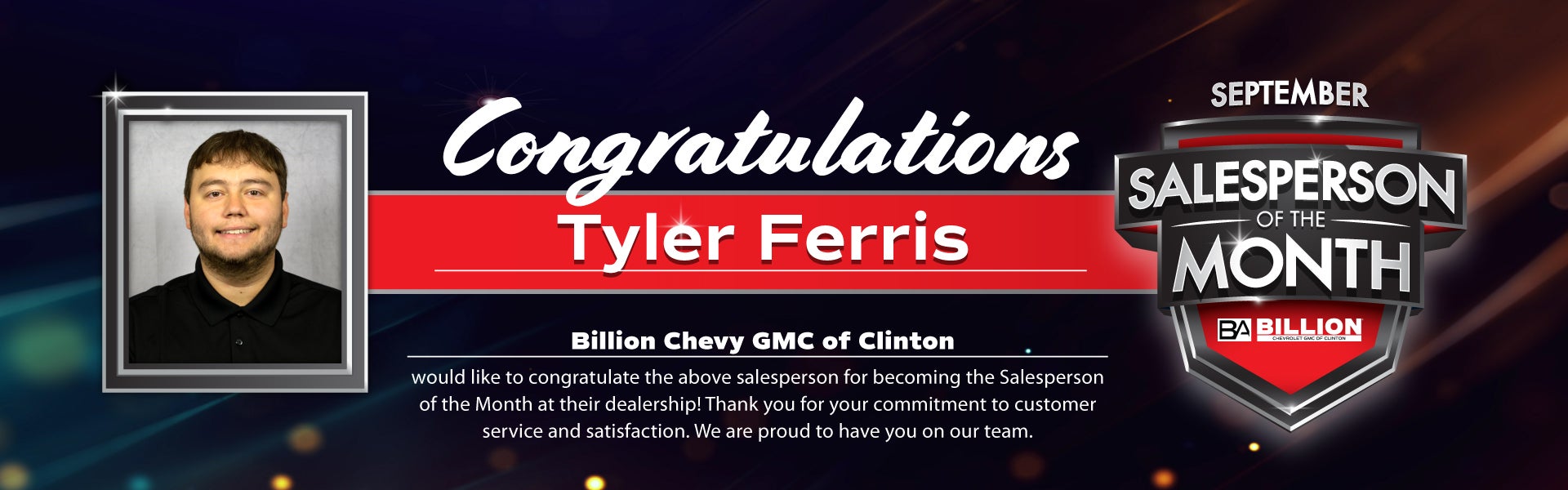 Salesperson of the month at Billion GMC Clinton in Clinton IA