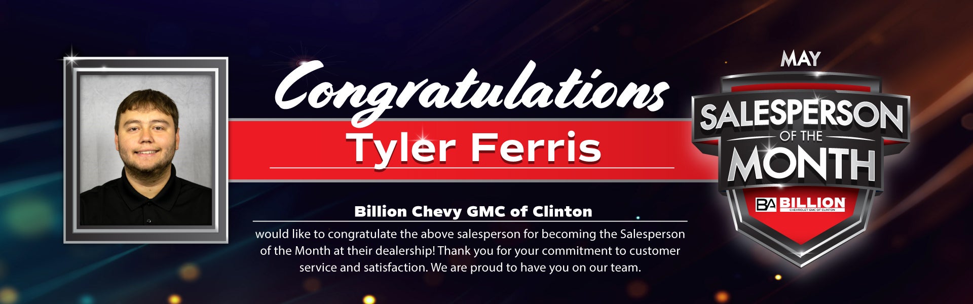 Salesperson of the month at Billion GMC Clinton in Clinton IA